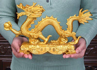 Statue Dragon Doré Feng Shui – Décoration Maison & Bureau pour Prospérité et Richesse